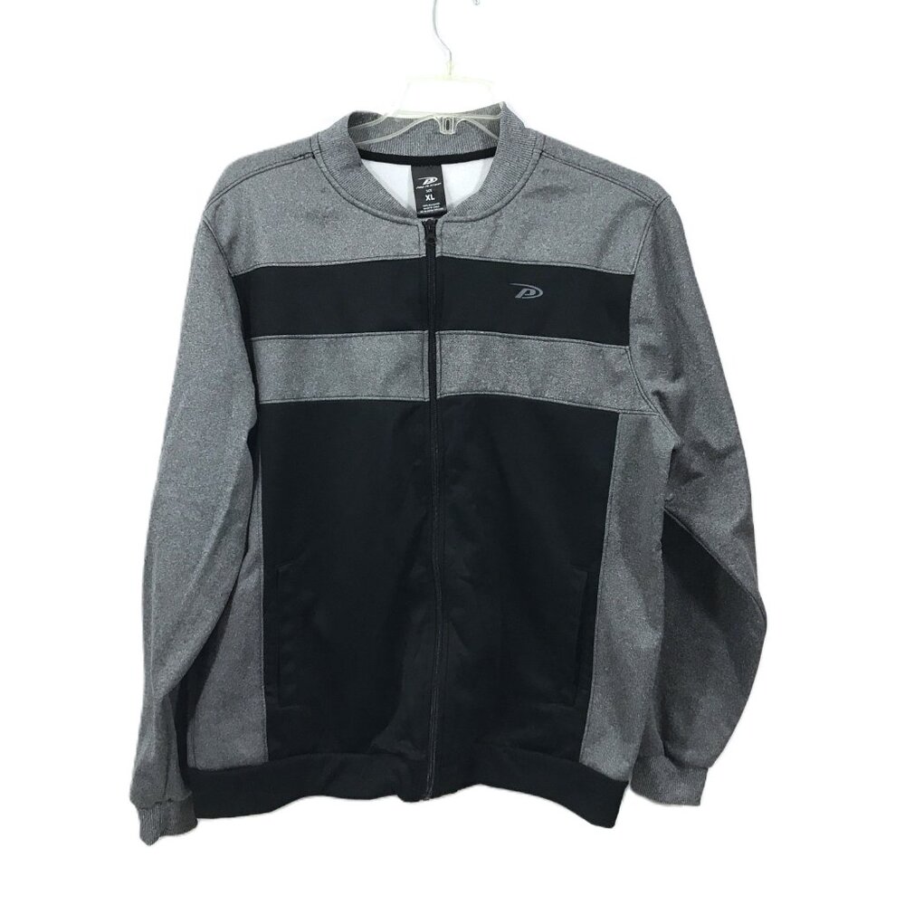 Pro Player Men's Fleece Lined Zip Jacket Black Gray XL Athletic Jacket